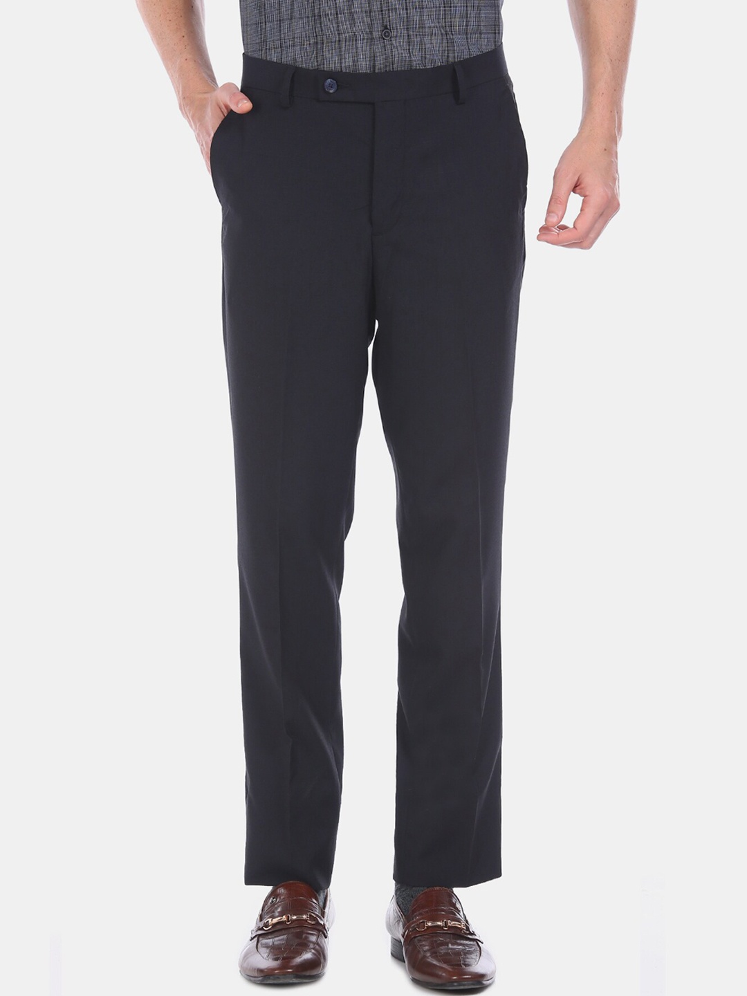 

Arrow Men Blue Regular Fit Solid Formal Trousers