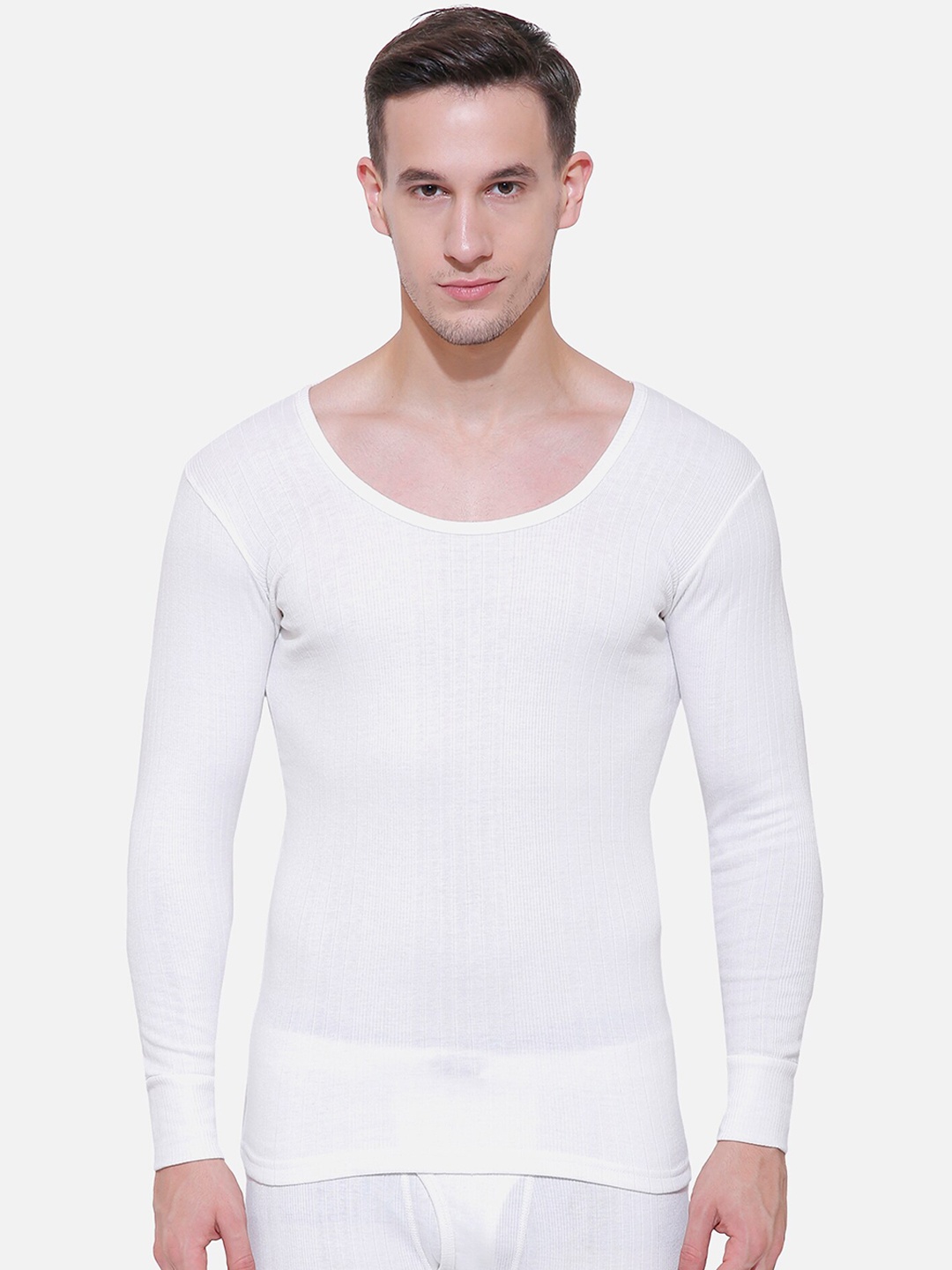 

BODYCARE INSIDER Men Off White Striped Slim-Fit Thermal T-shirt