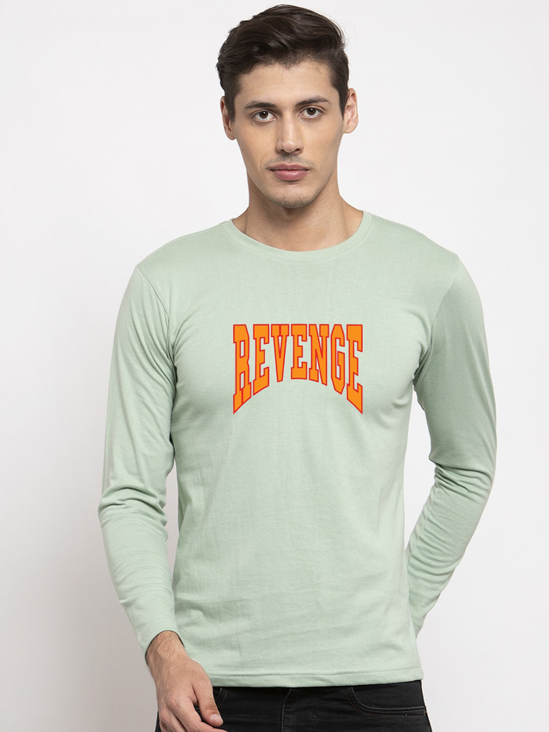 

Friskers Men Sea Green Printed Round Neck T-shirt