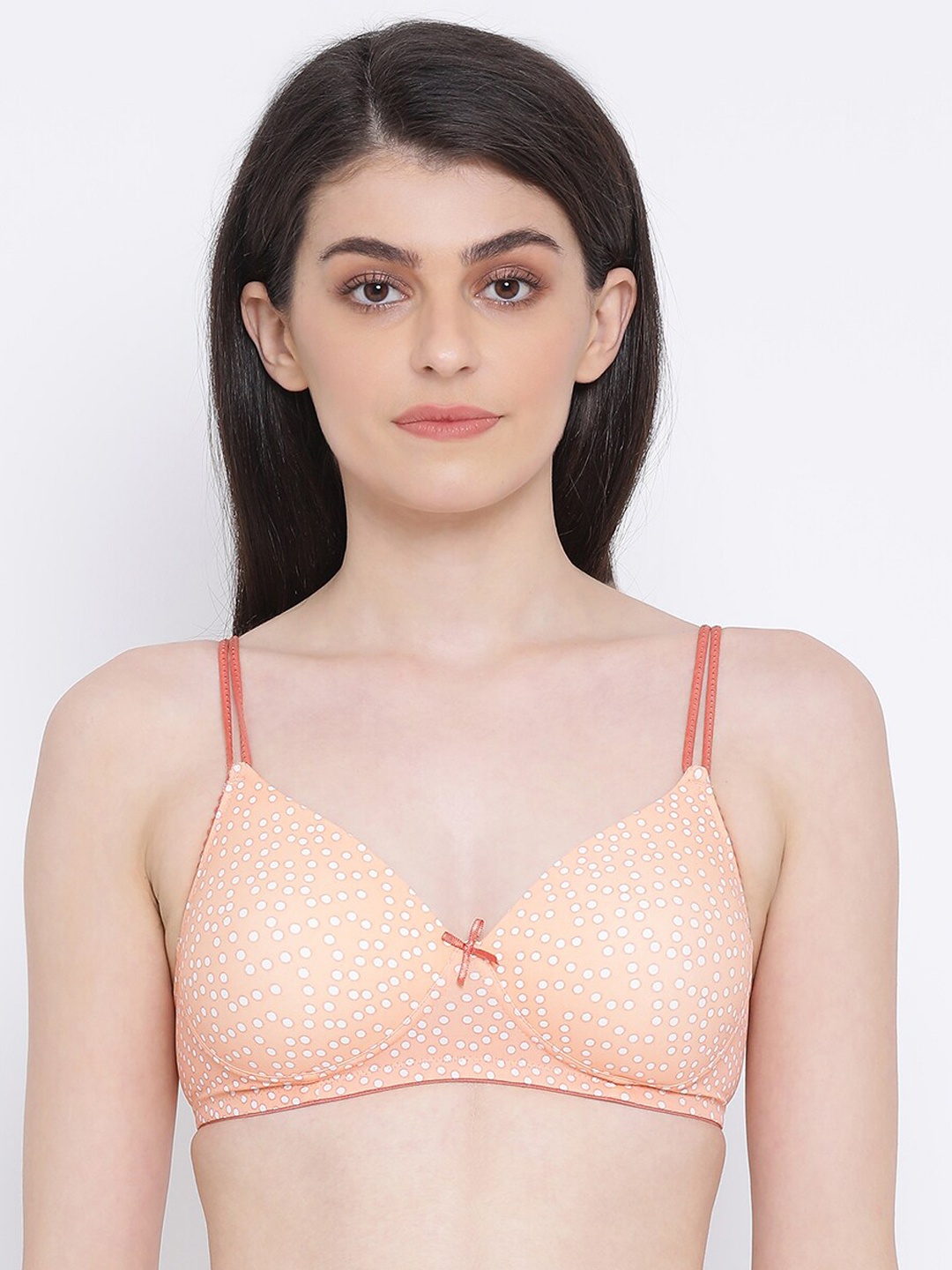 

Clovia Women Orange Padded Non-Wired Printed Full Cup T-shirt Bra