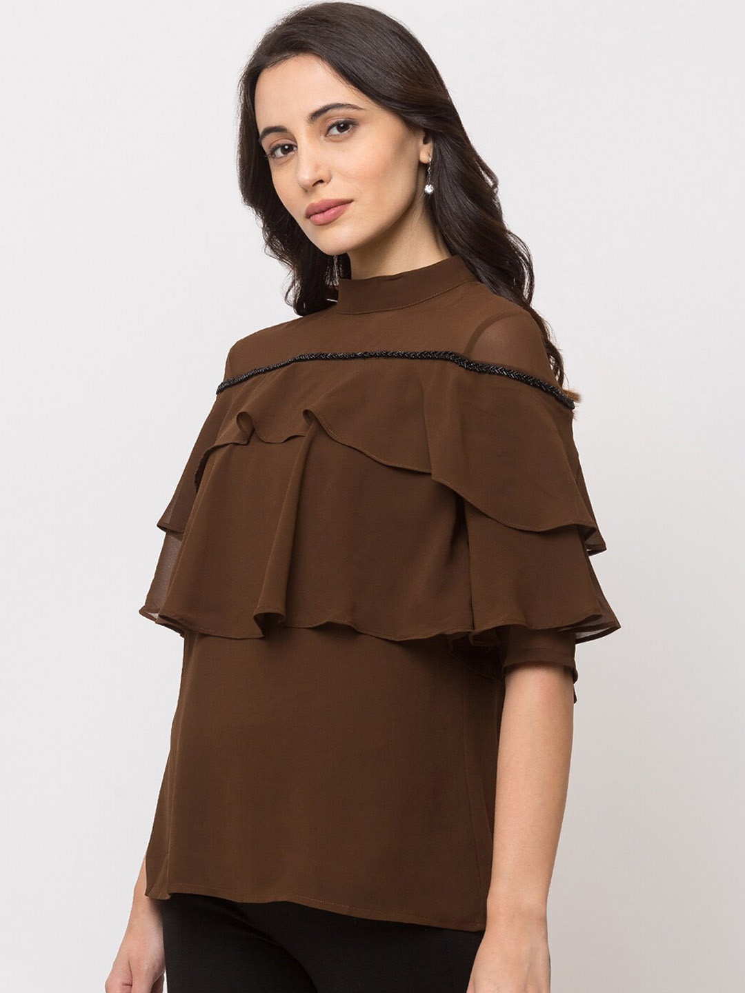 

SHECZZAR Women Brown Solid Top