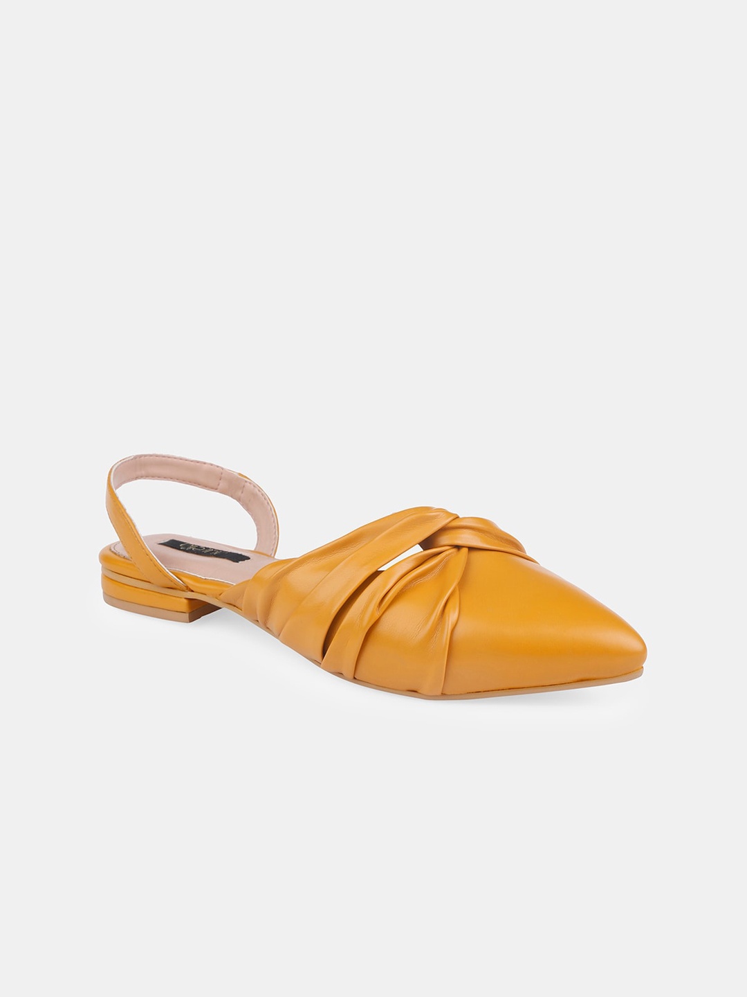 

AURELIA Women Mustard Yellow Textured PU Mules