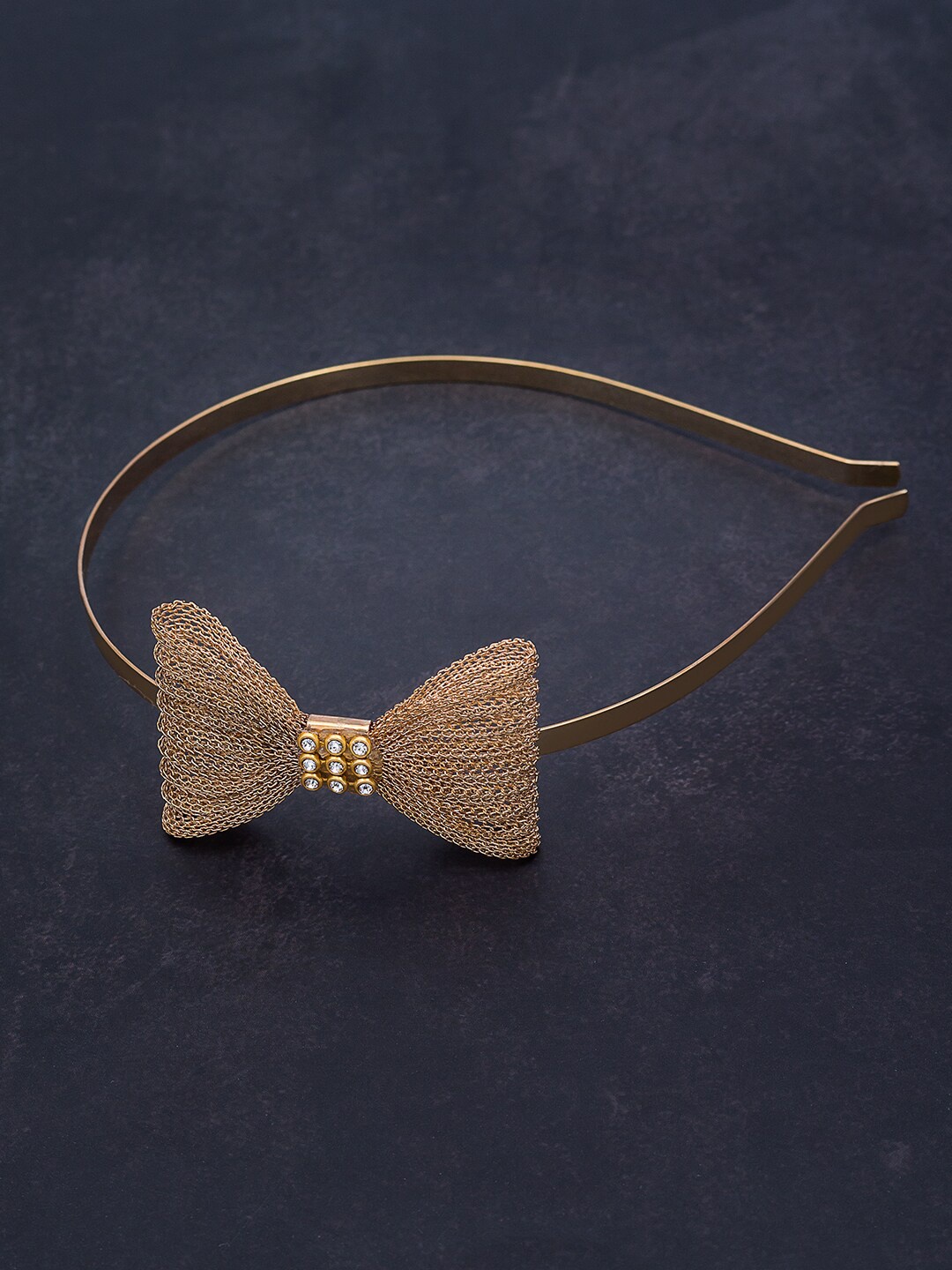 

Golden Peacock Women Gold-Toned & White Embellished Hairband