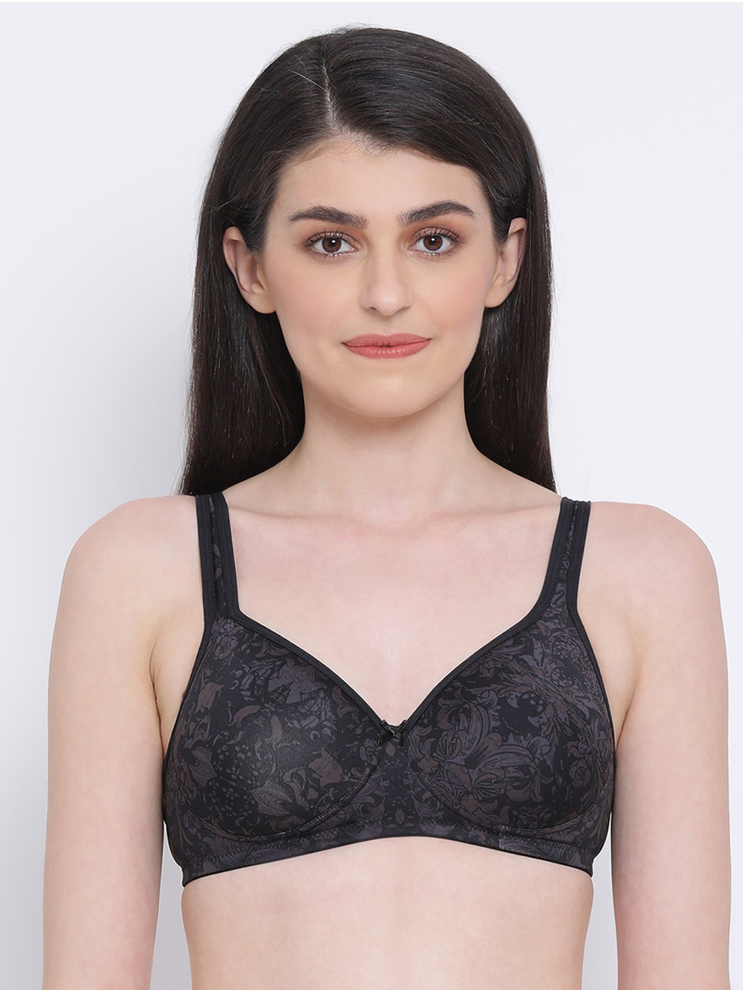 

Clovia Black Printed Non-Wired Lightly Padded T-shirt Bra BR1812M1336E