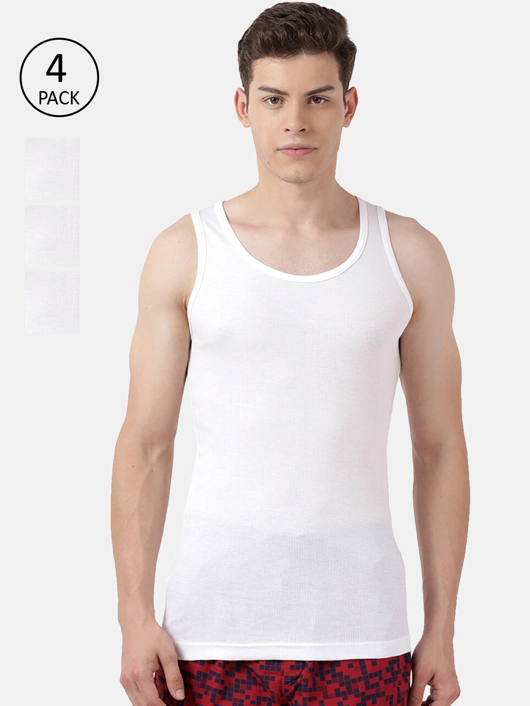 

Pepe Jeans Men Pack of 4 White Solid Innerwear Vests
