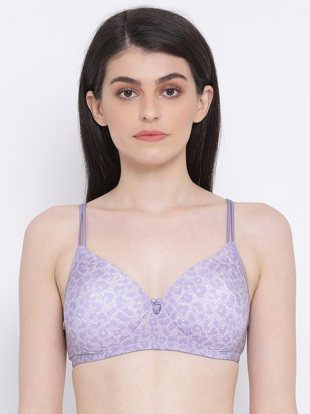 

Clovia Purple Lightly Padded Printed T-Shirt BR1067M1236E