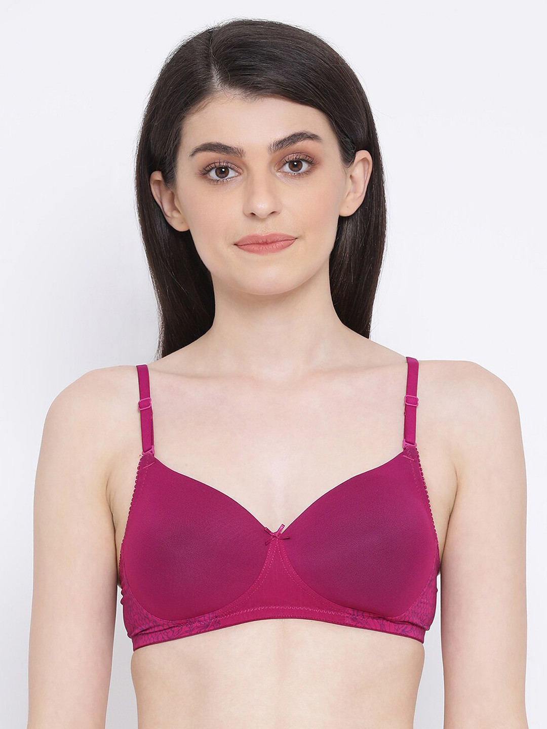 

Clovia Pink Printed Non-Wired Lightly Padded T-shirt Bra BR1897J1436E