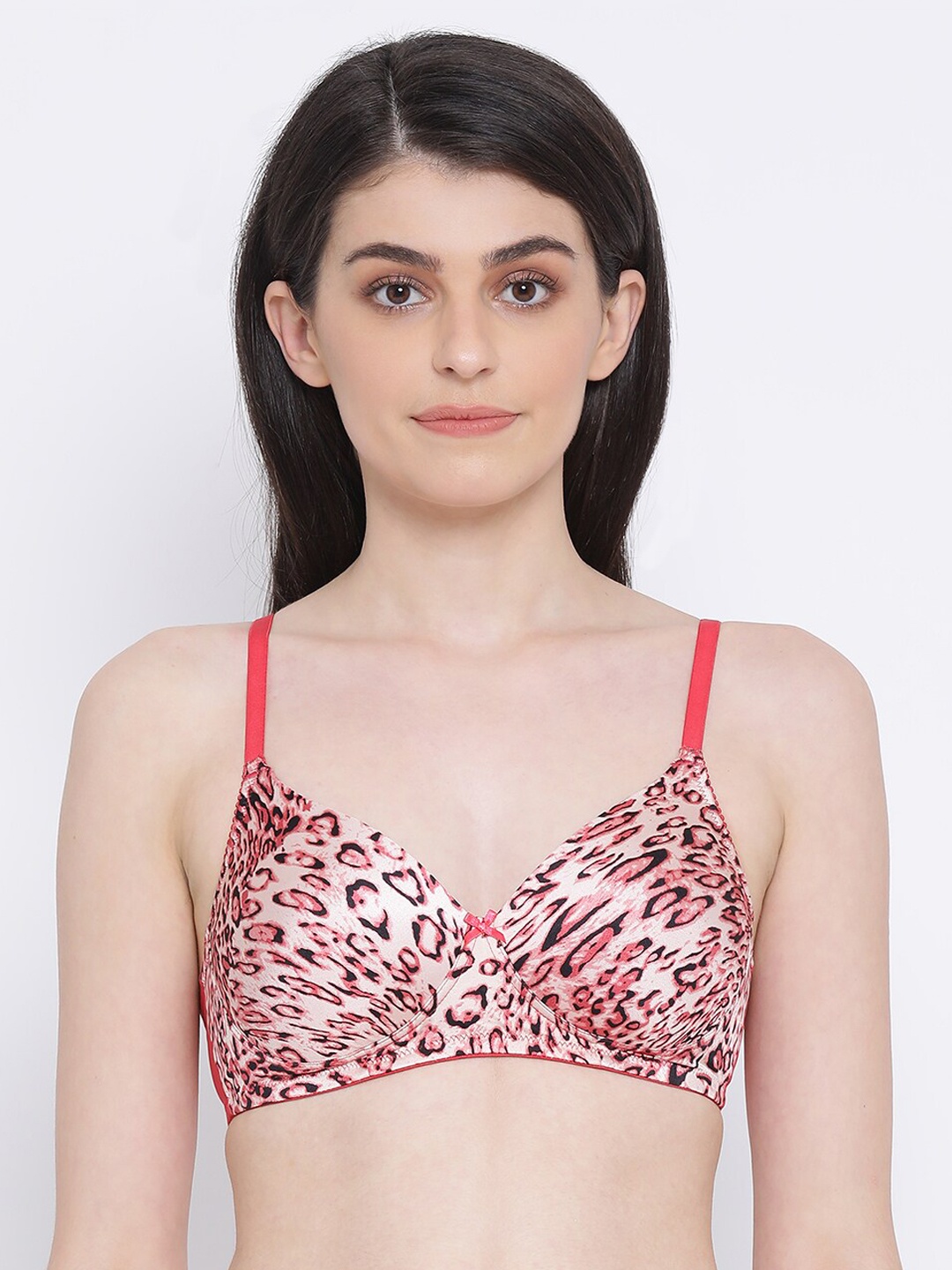 

Clovia Pink Printed Non-Wired Lightly Padded T-shirt Bra BR1277X1442B