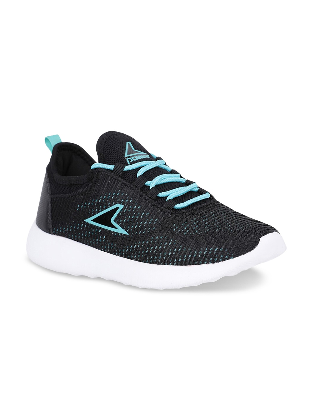 

Power Women Blue Woven Design Mesh Mid-Top Sneakers