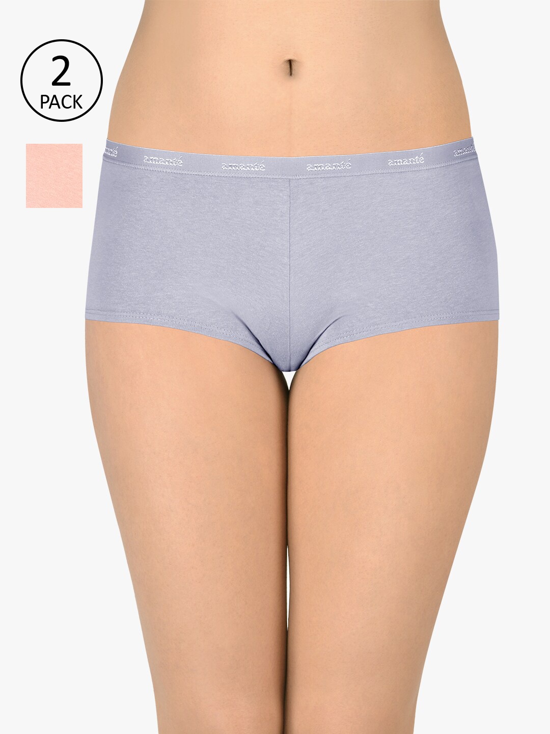 

Amante Women Pack Of 2 Assorted Solid Low Rise Boyshorts PPK62001-C345
