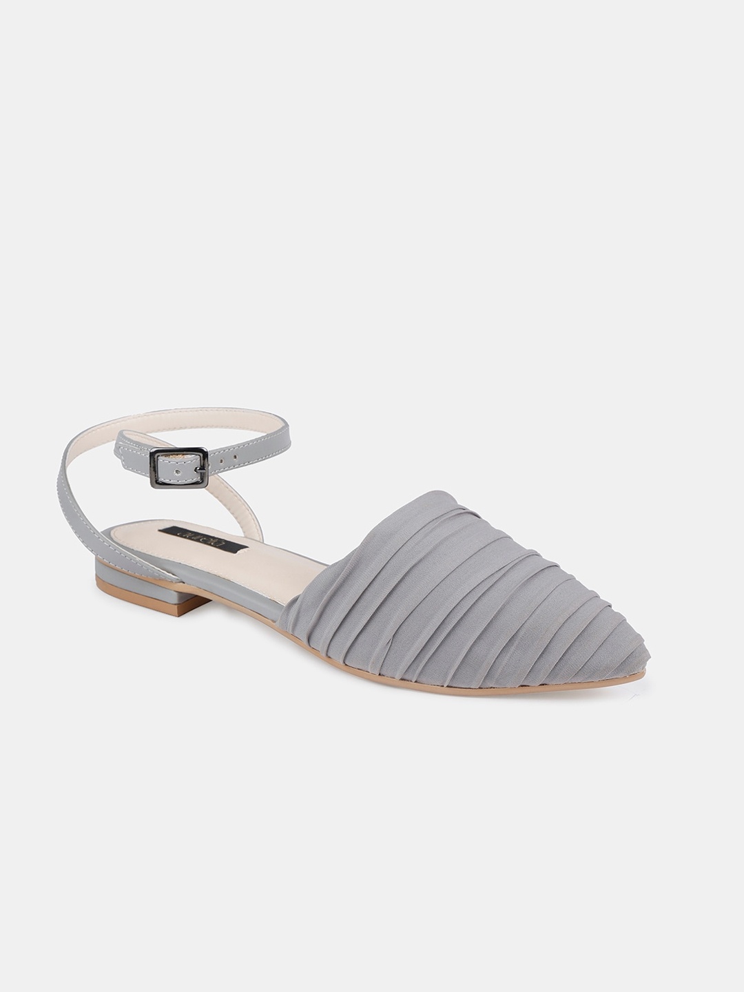 

AURELIA Women Grey Textured Fabric Mules