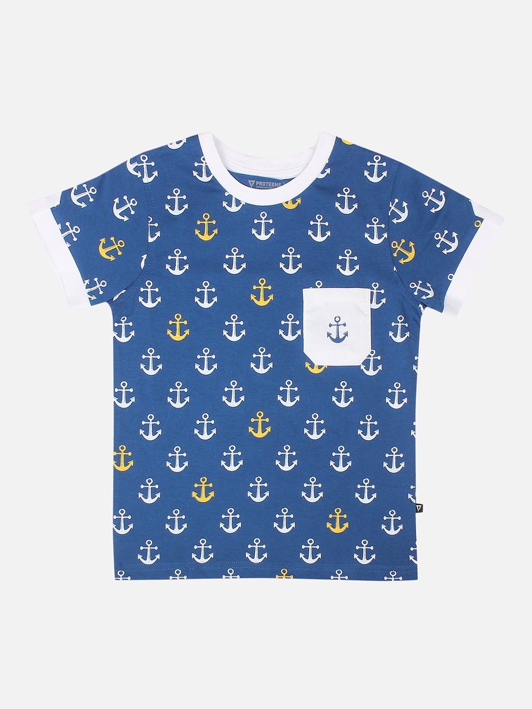 

PROTEENS Boys Blue Printed Round Neck T-shirt