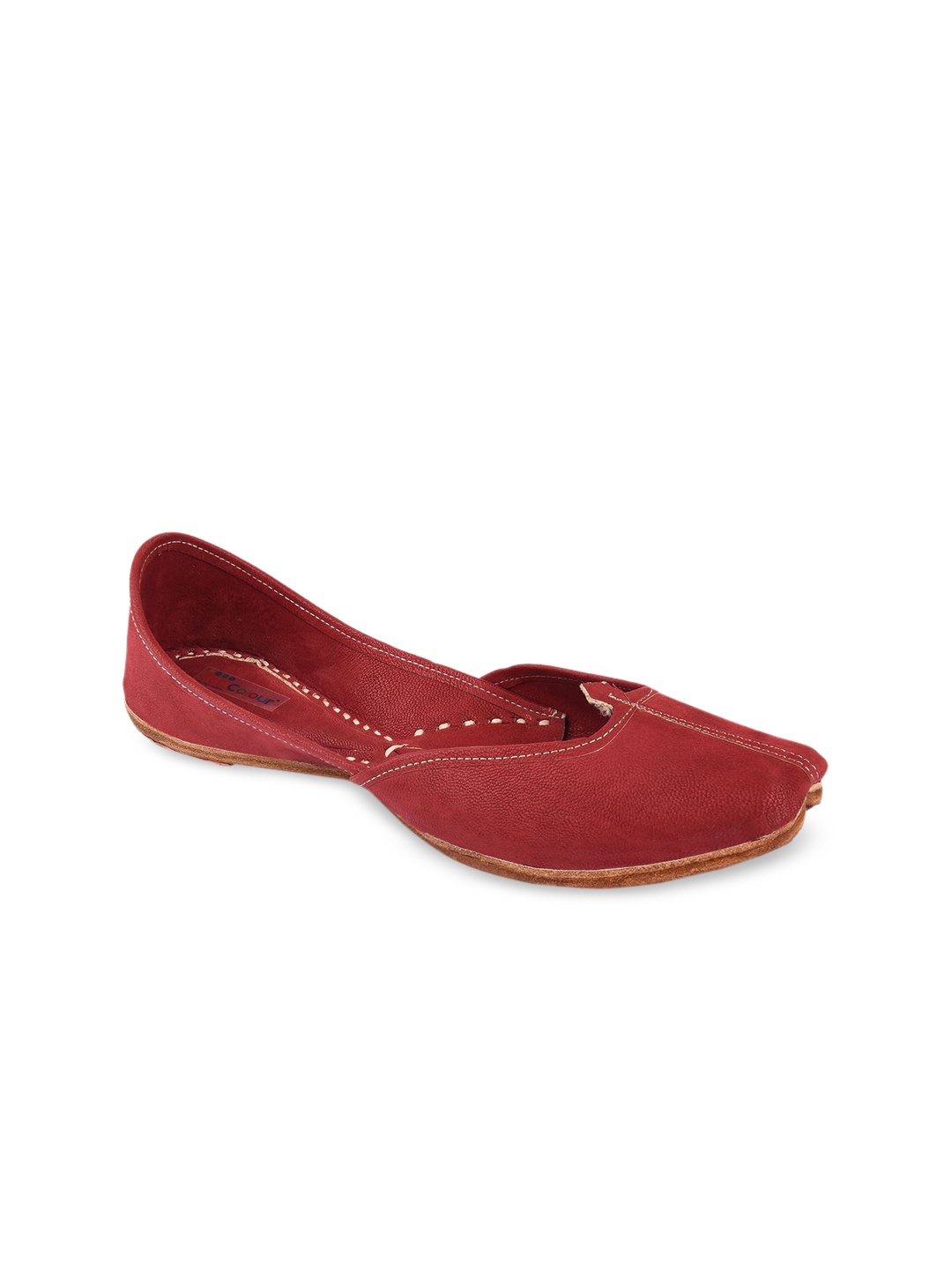 DESI COLOUR Women Red Solid Fabric Mojaris