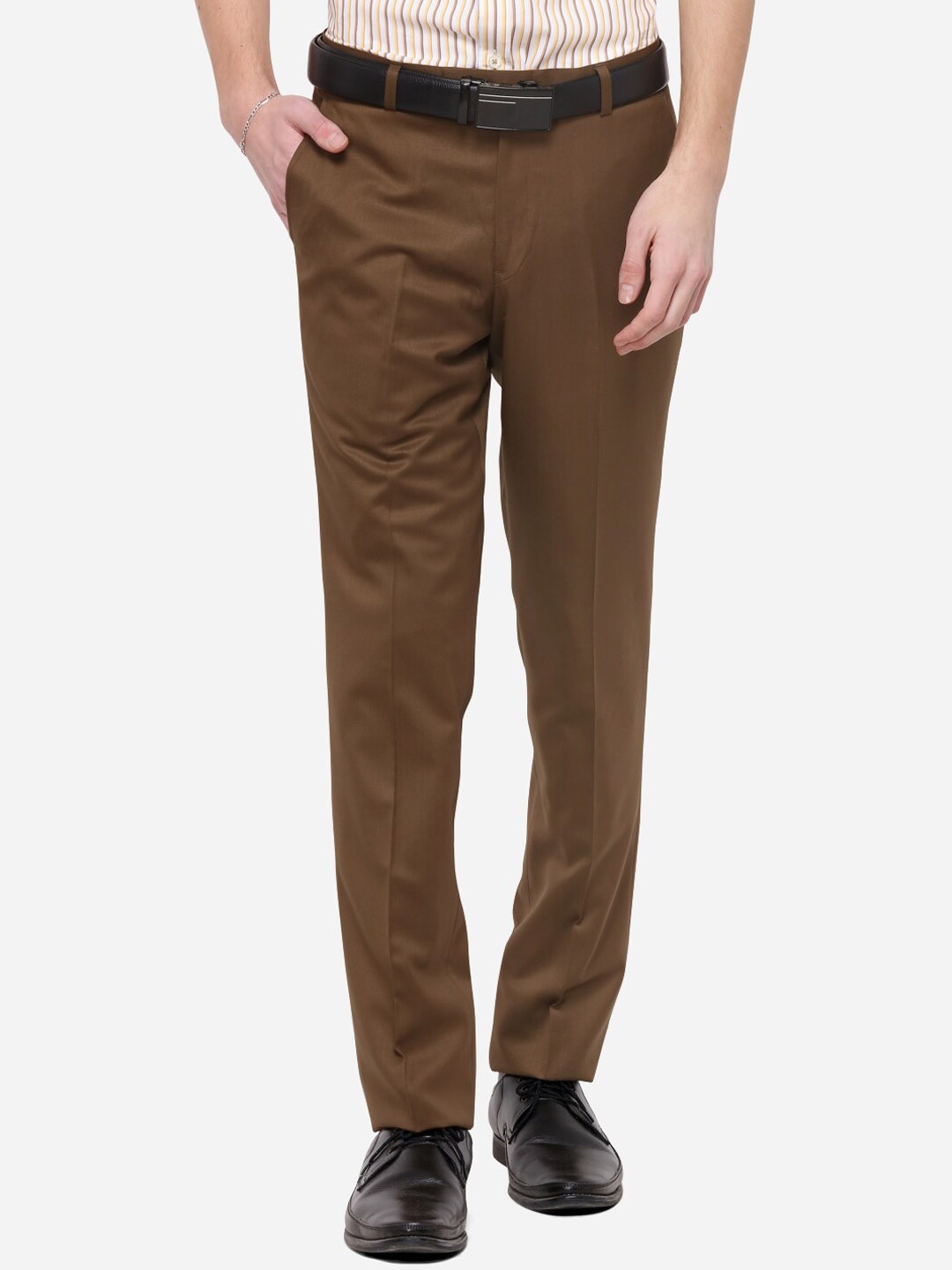 

METAL Men Brown Slim Fit Solid Formal Trousers