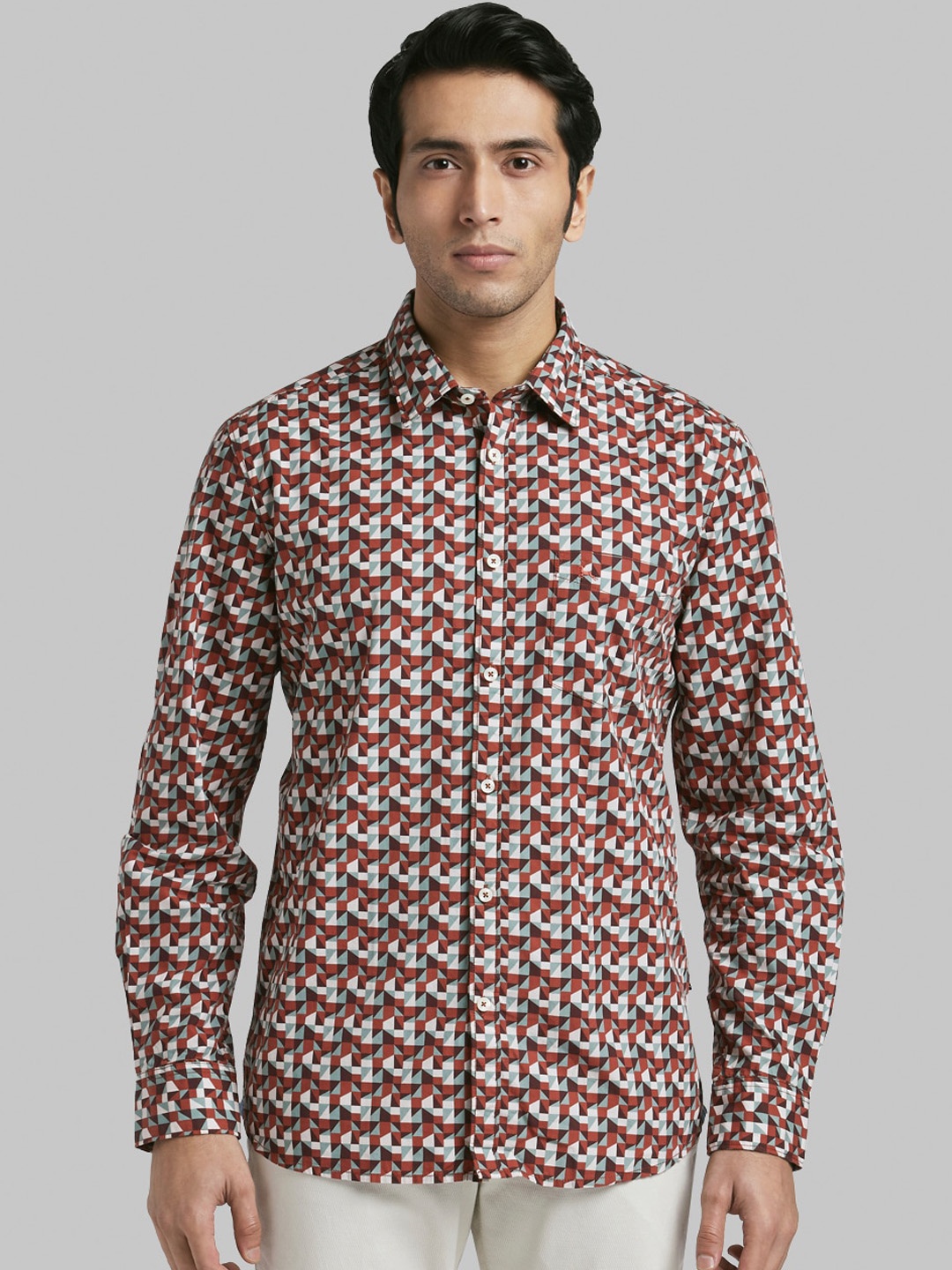 

Parx Men Red & Grey Slim Fit Printed Casual Shirt