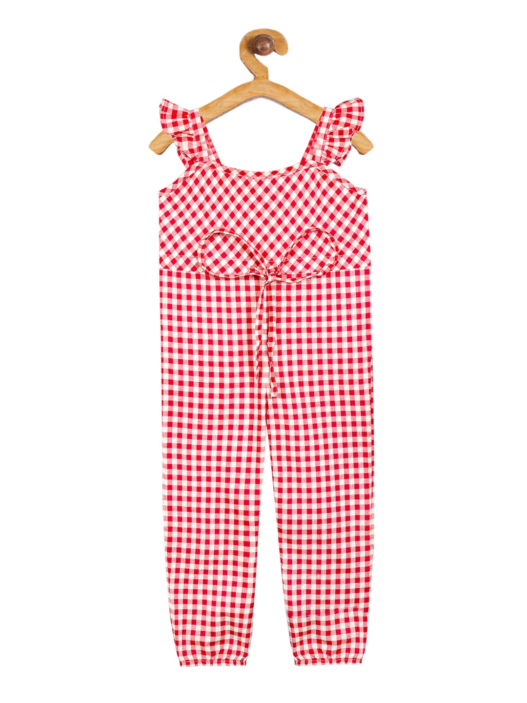 

Olele Girls Red & White Checked Basic Jumpsuit