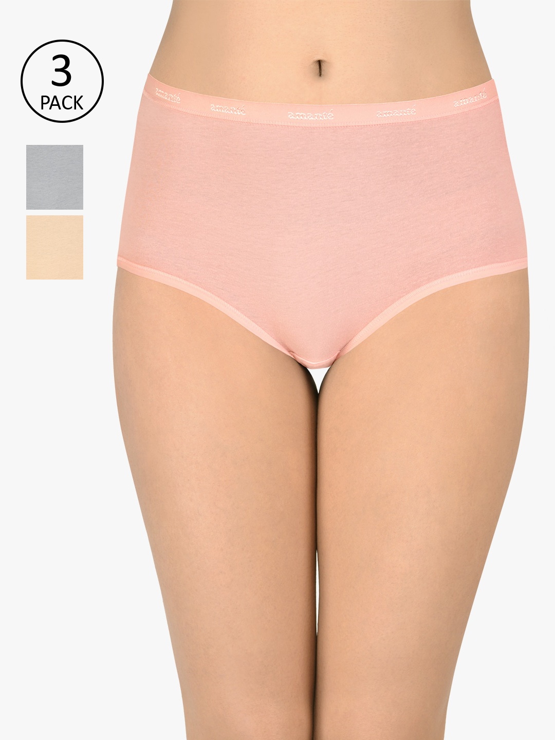 

Amante Pack of 3 High Rise Hipster Briefs PPK53001-C342, Assorted