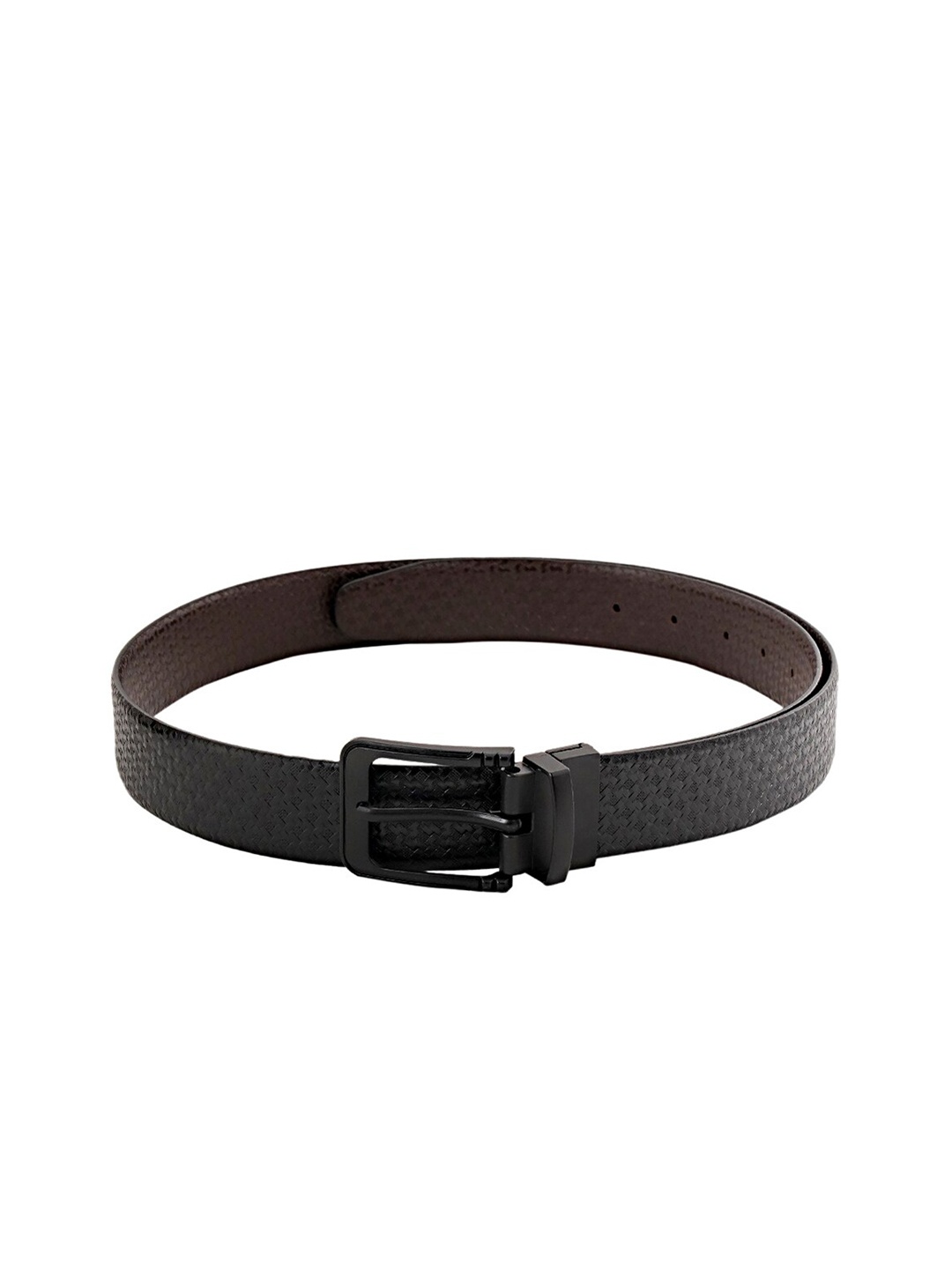 

WELBAWT Men Black & Brown Textured Reversible Leather Belt