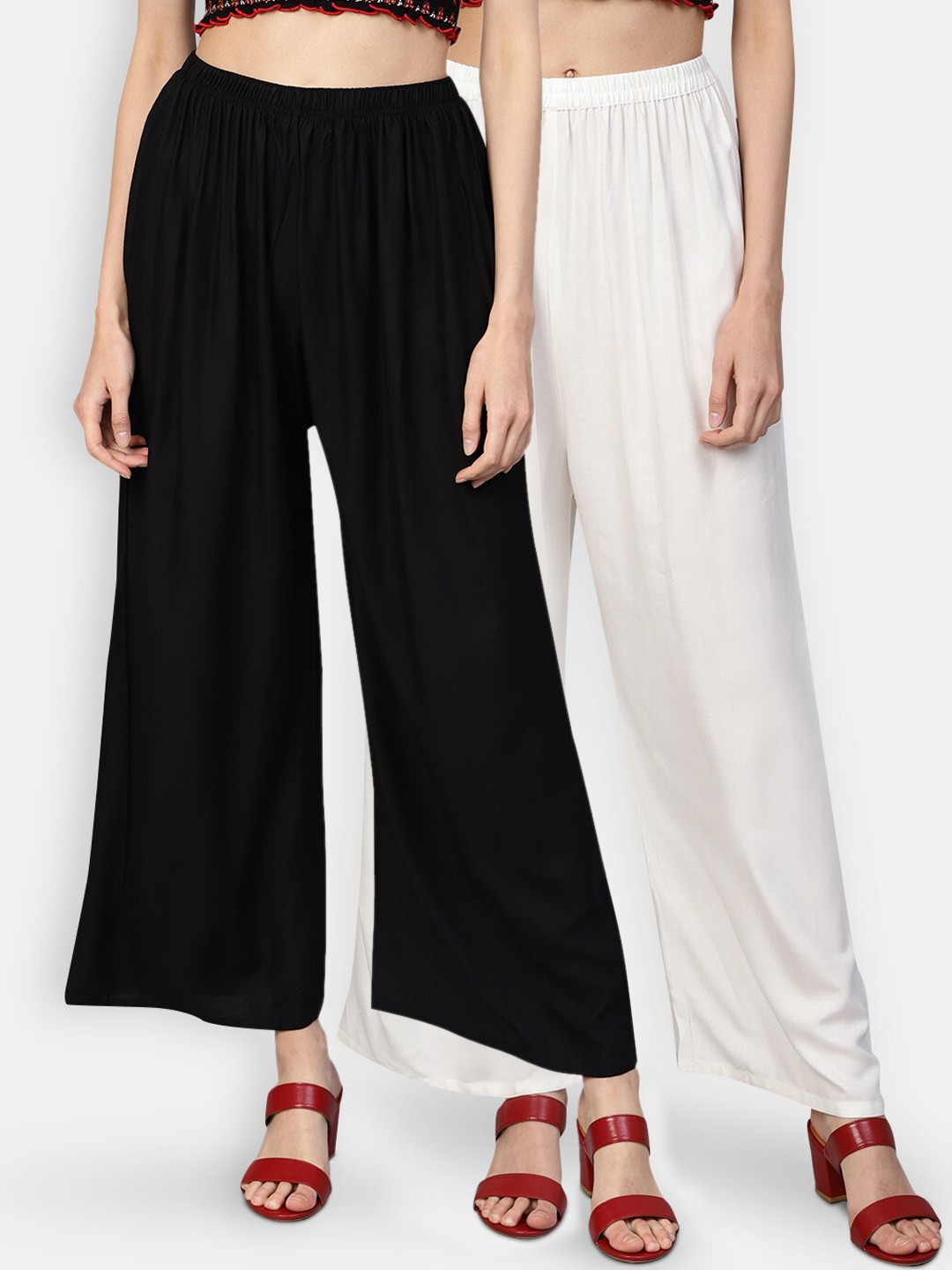 

Jompers Women Pack of 2 Wide-Leg Palazzos, Black