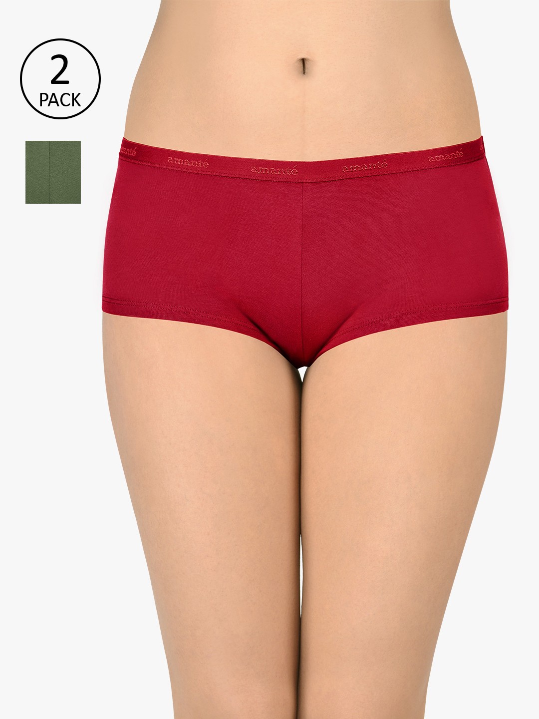 

Amante Women Solid Pack of 2 Low Rise Boyshort- PPK62001, Assorted