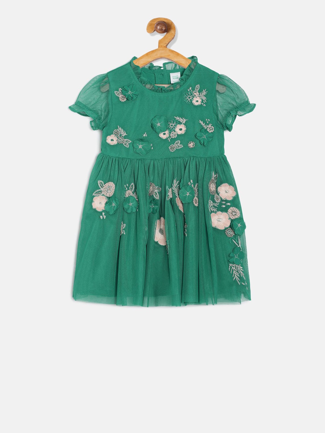 

MINI KLUB Girls Green Embellished Fit and Flare Dress