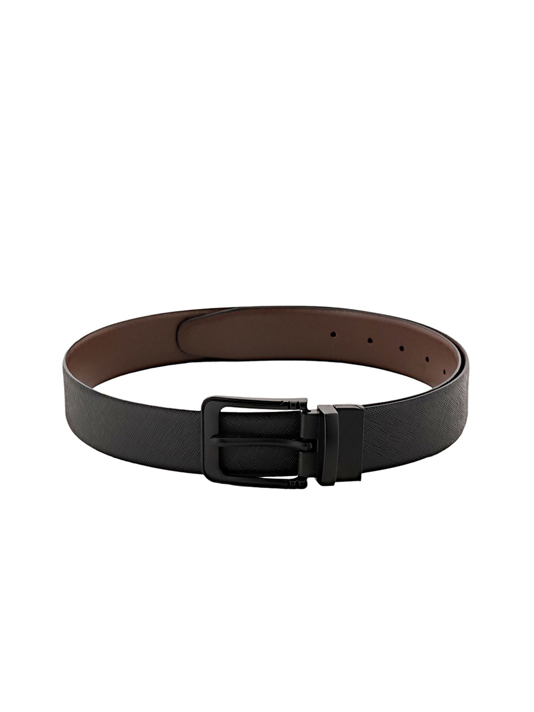 

WELBAWT Men Black Textured Leather Belt
