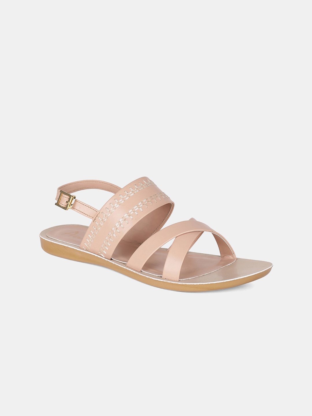 

AURELIA Women Nude-Coloured Colourblocked PU Open Toe Flats
