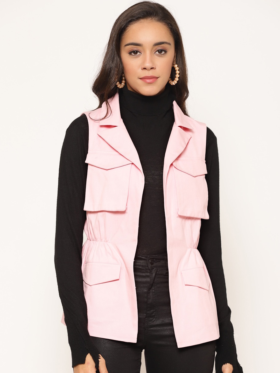 

HOUSE OF KKARMA Women Pink Solid Tailored Jacket