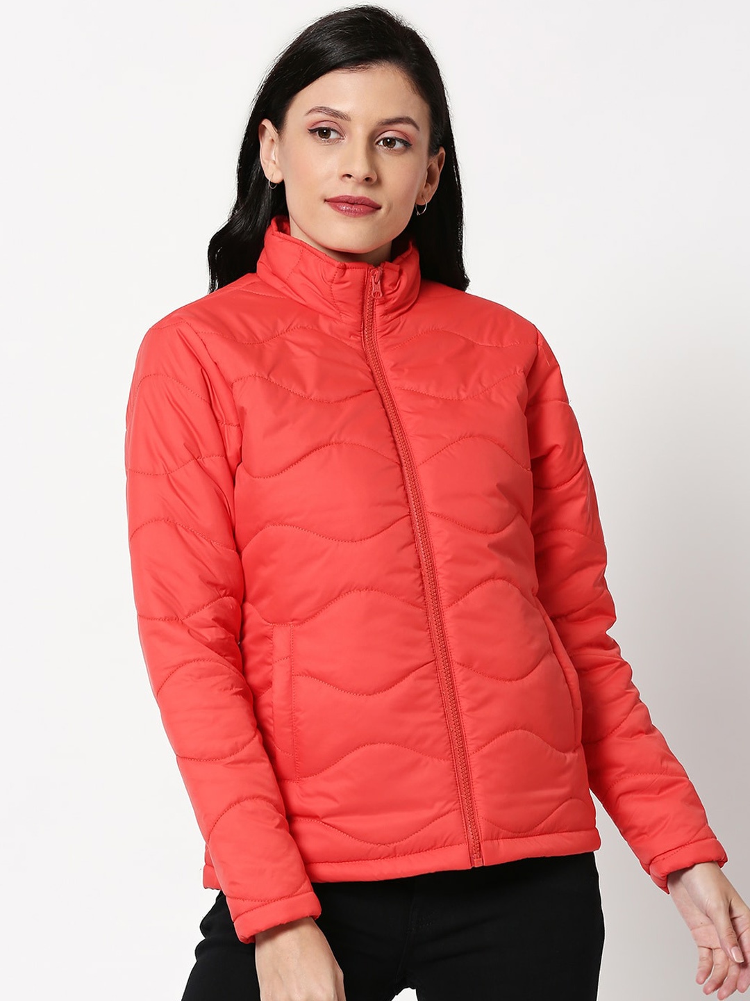 

Bewakoof Women Orange Solid Water Resistant Padded Jacket