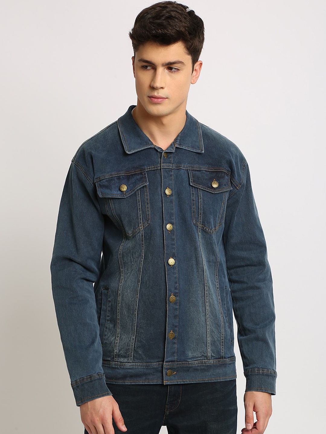 

VOXATI Men Blue Solid Denim Jacket
