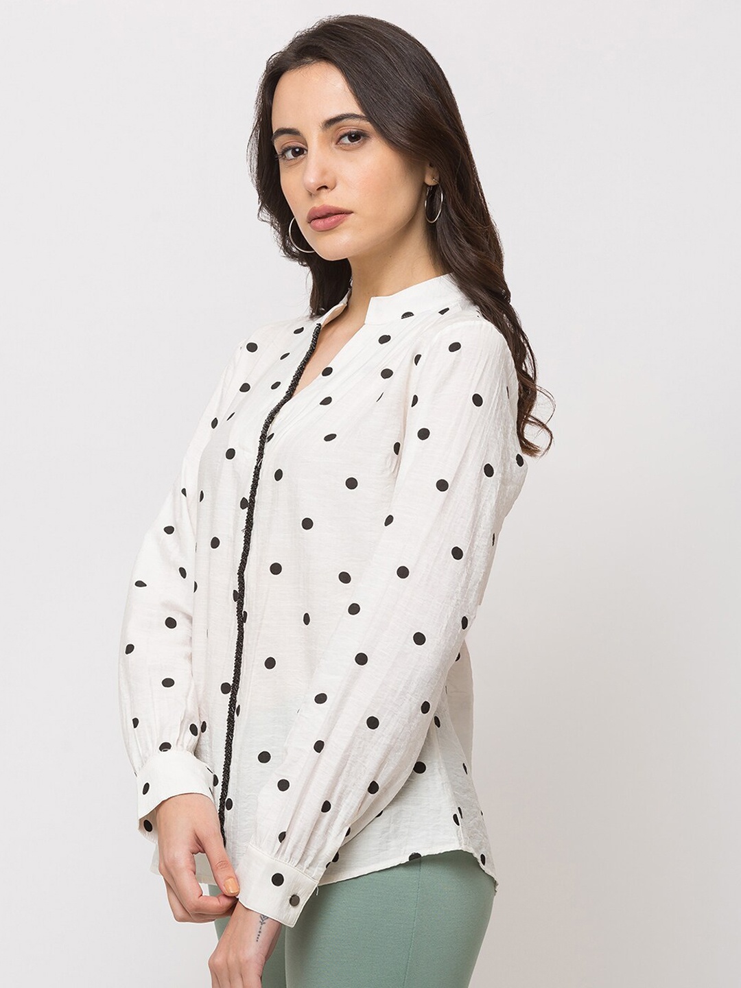 

SHECZZAR Women White Printed Top
