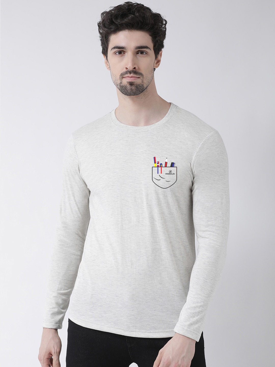 

Friskers Men Grey Solid Round Neck Pure Cotton T-shirt