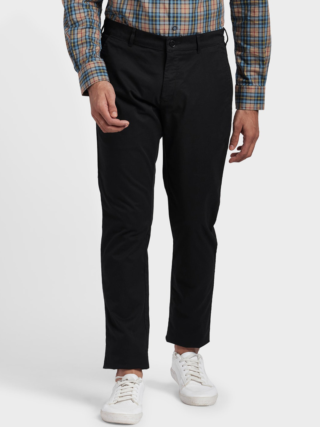 

ColorPlus Men Black Regular Fit Solid Regular Trousers