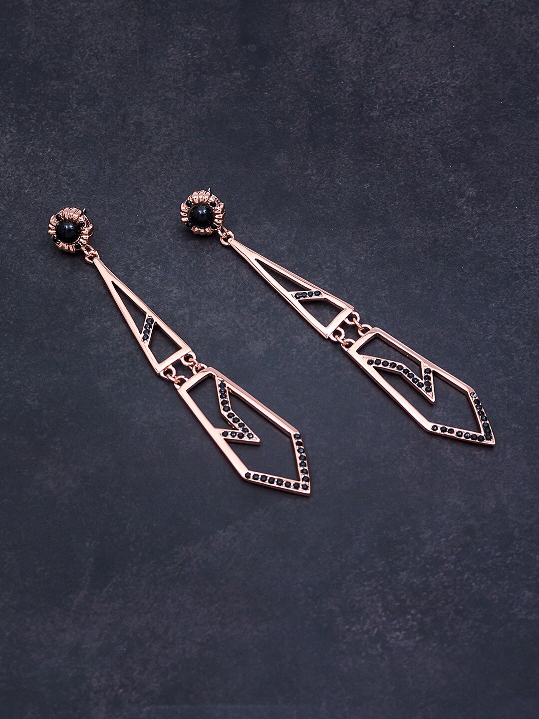 

Golden Peacock Gold-Plated Geometric Drop Earrings