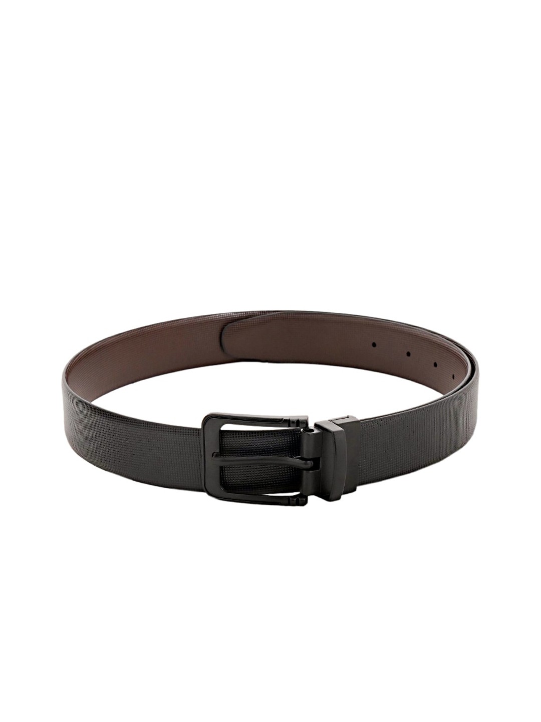 

WELBAWT Men Black Textured Leather Belt