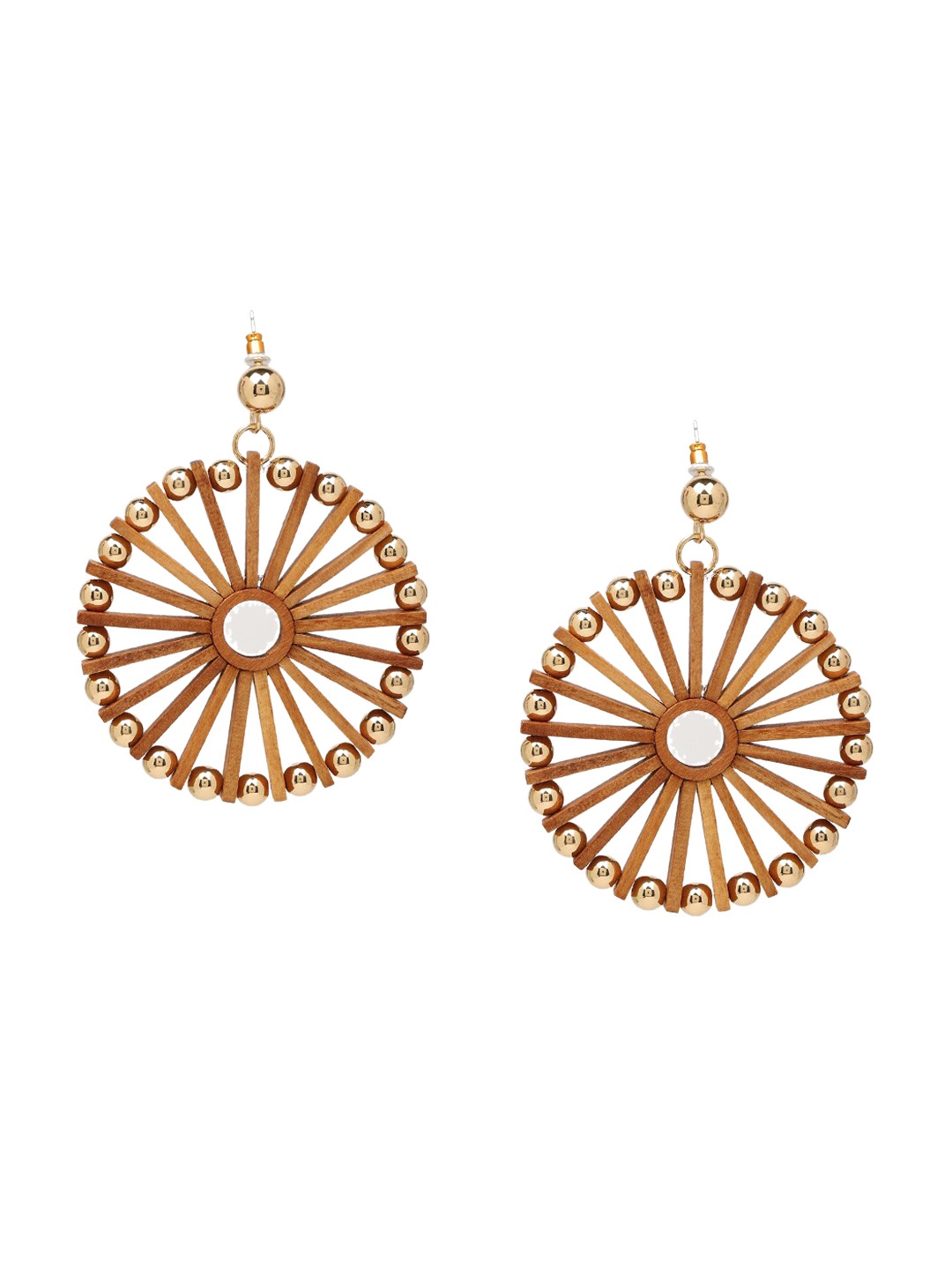 

FOREVER 21 Gold-Toned & Brown Circular Drop Earrings