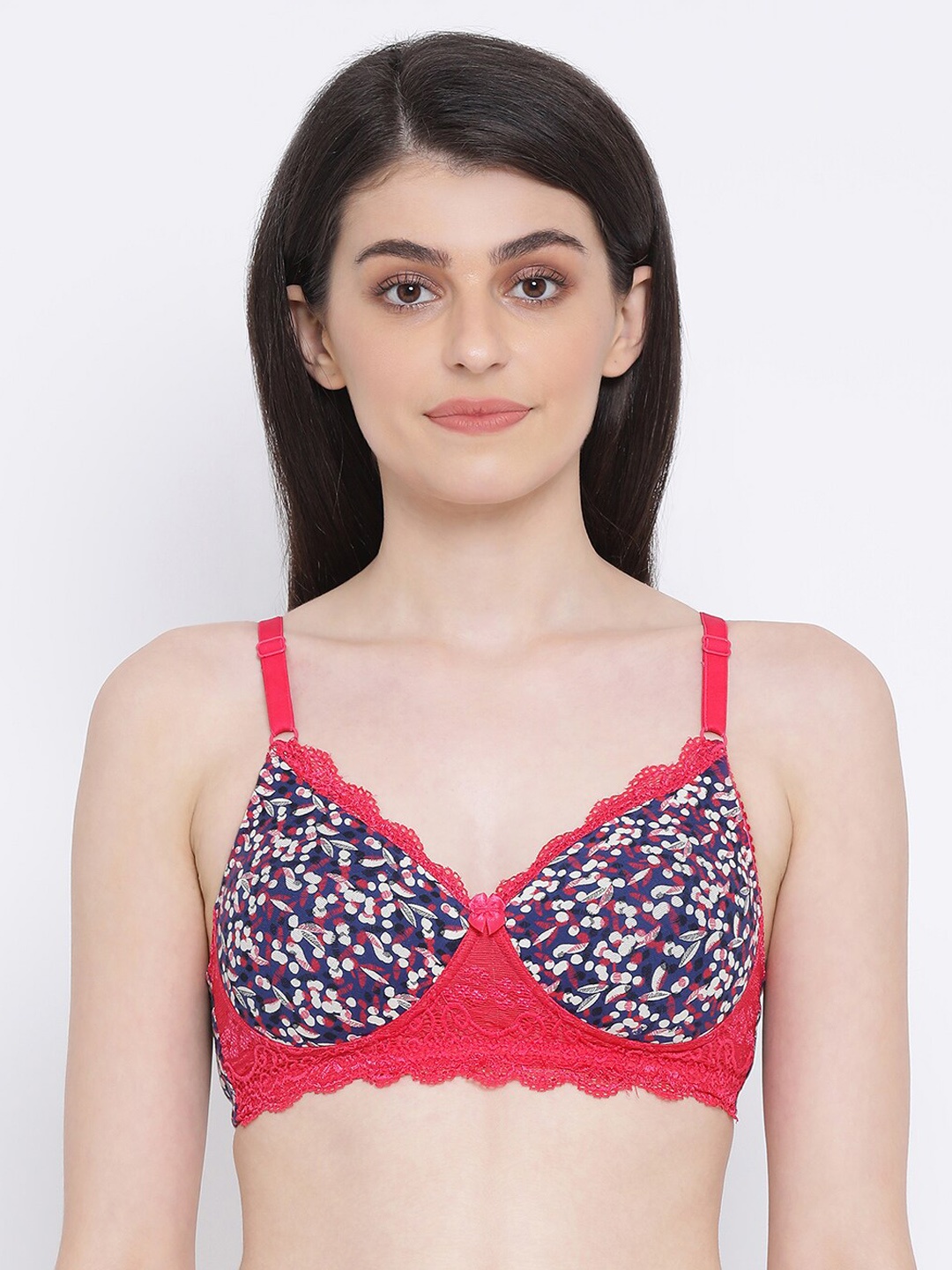 

Padded Non-Wired Full Coverage T-shirt Bra in Navy, Blue