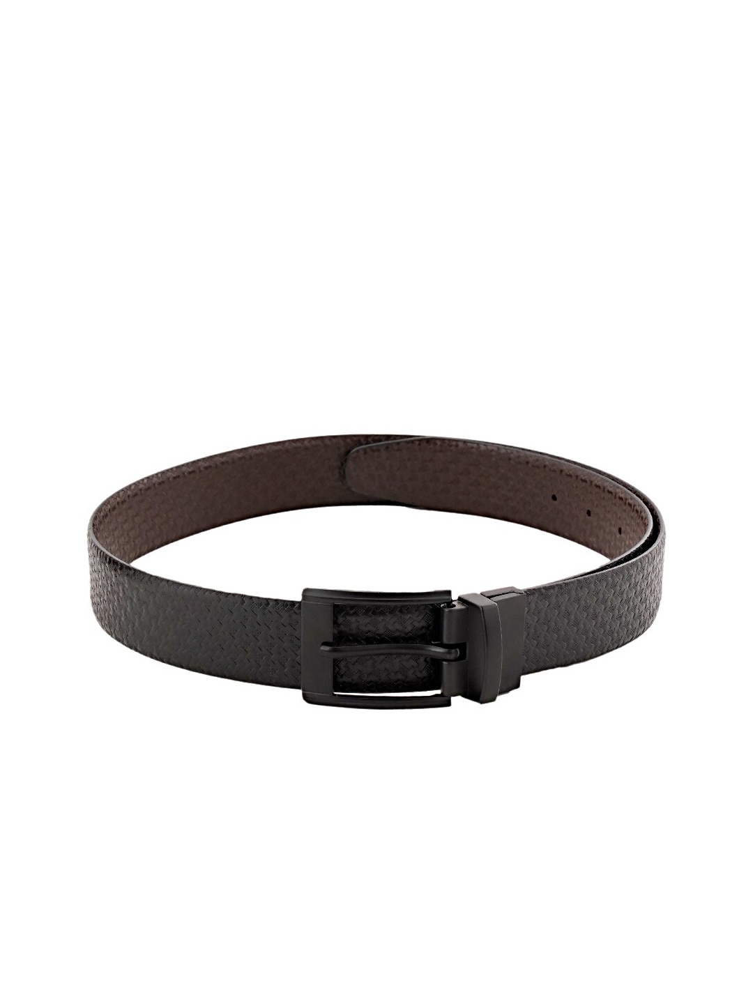 

WELBAWT Men Black Textured Leather Belt