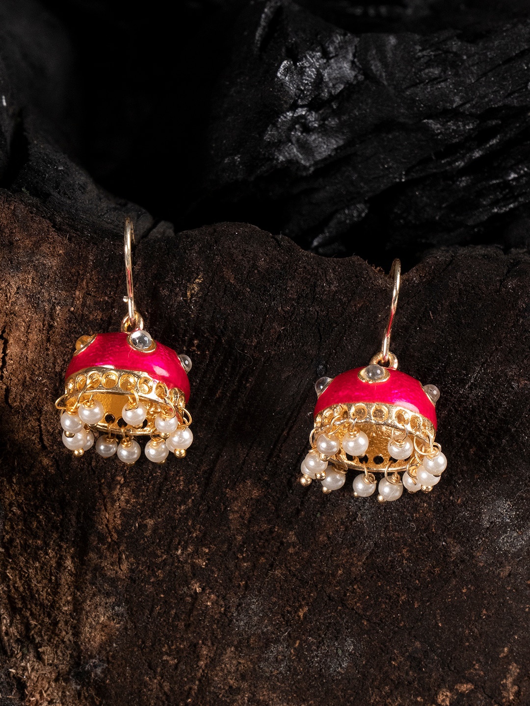 

Shoshaa Pink Gold Plated Handcrafted Dome Shaped Jhumkas