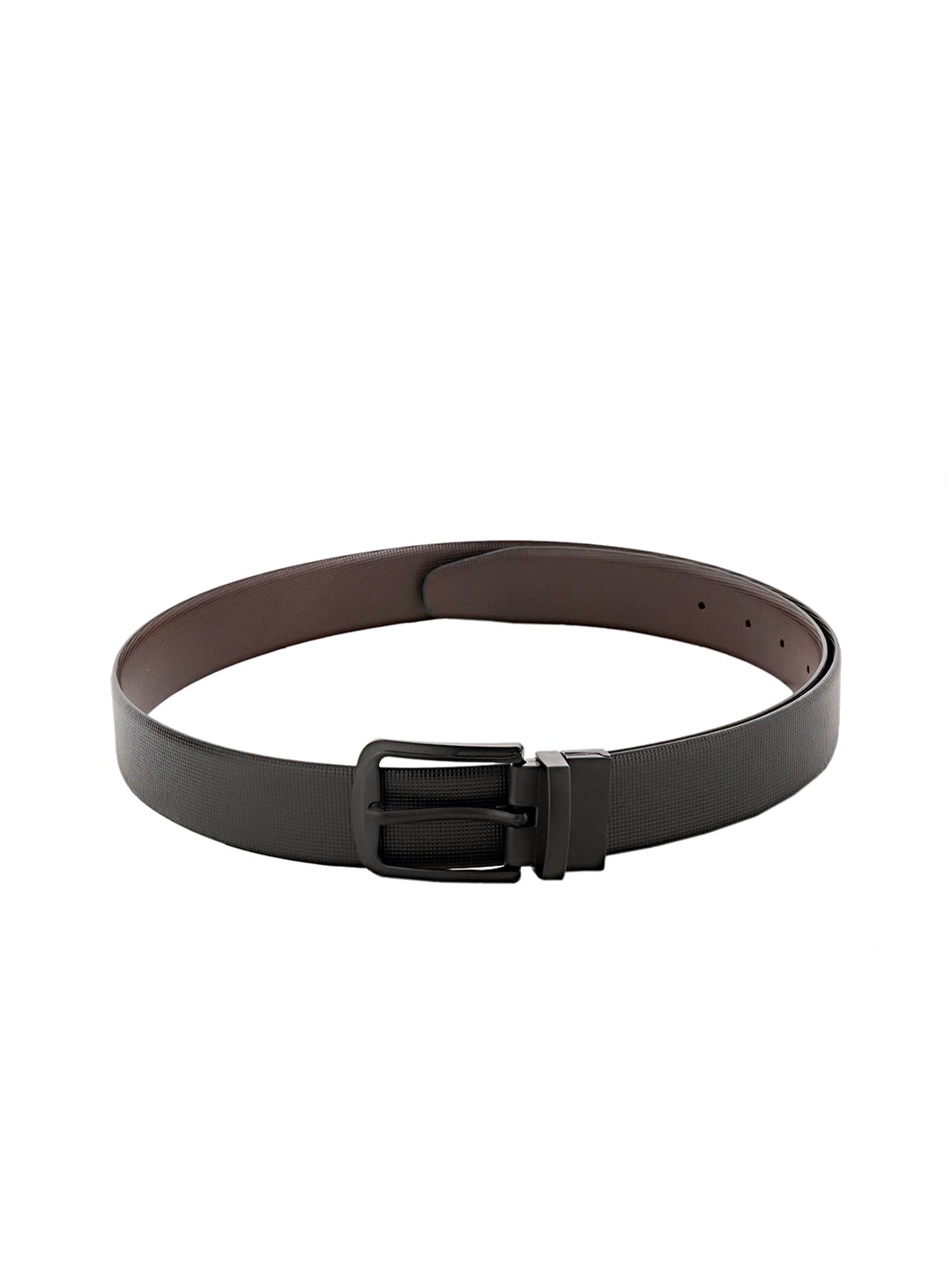 

WELBAWT Men Black Textured Leather Belt
