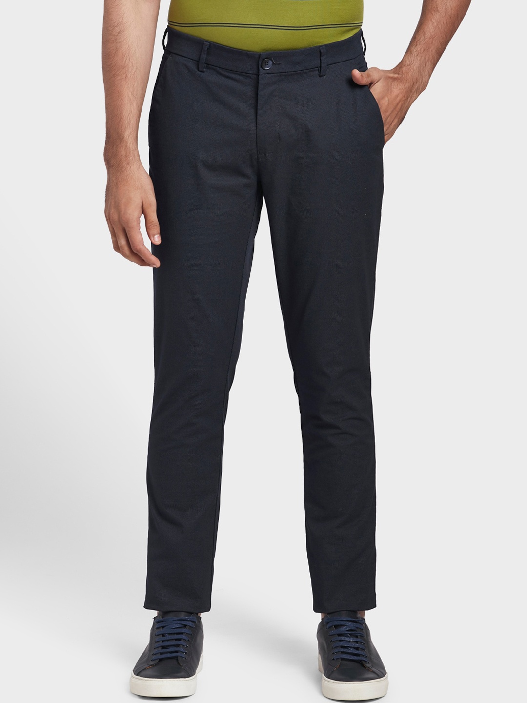 

ColorPlus Men Navy Blue Regular Fit Solid Regular Trousers