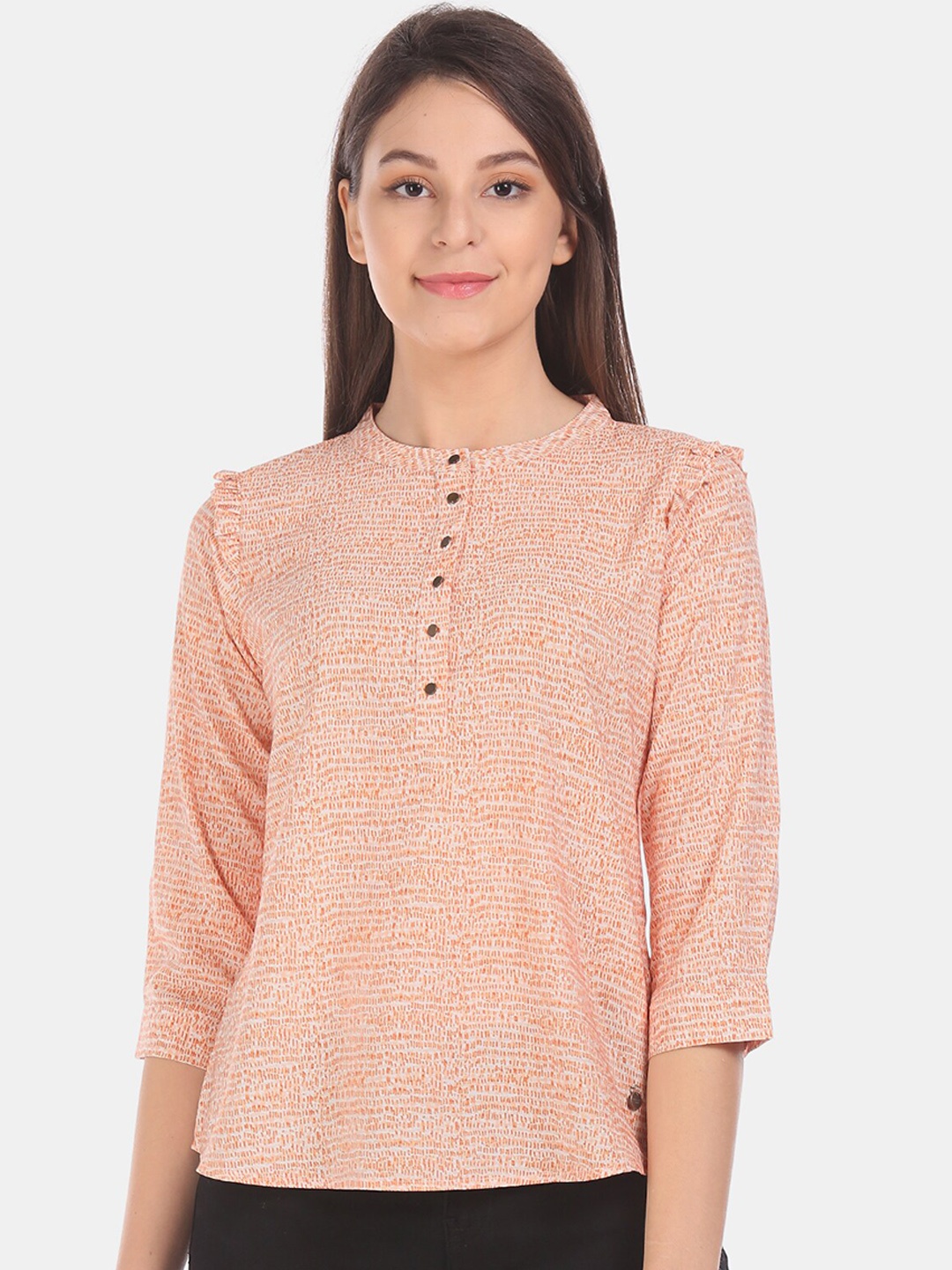 

Cherokee Women Peach-Coloured Printed Top