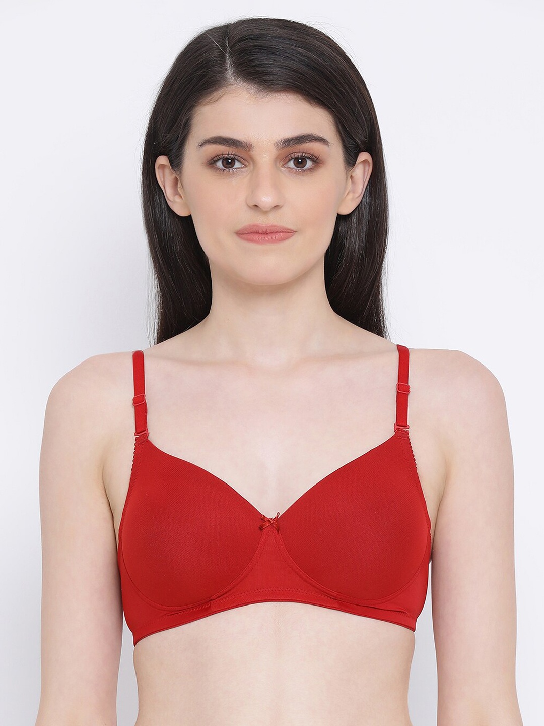 

Clovia Red Solid Underwired Lightly Padded T-shirt Bra BR1897J0936E