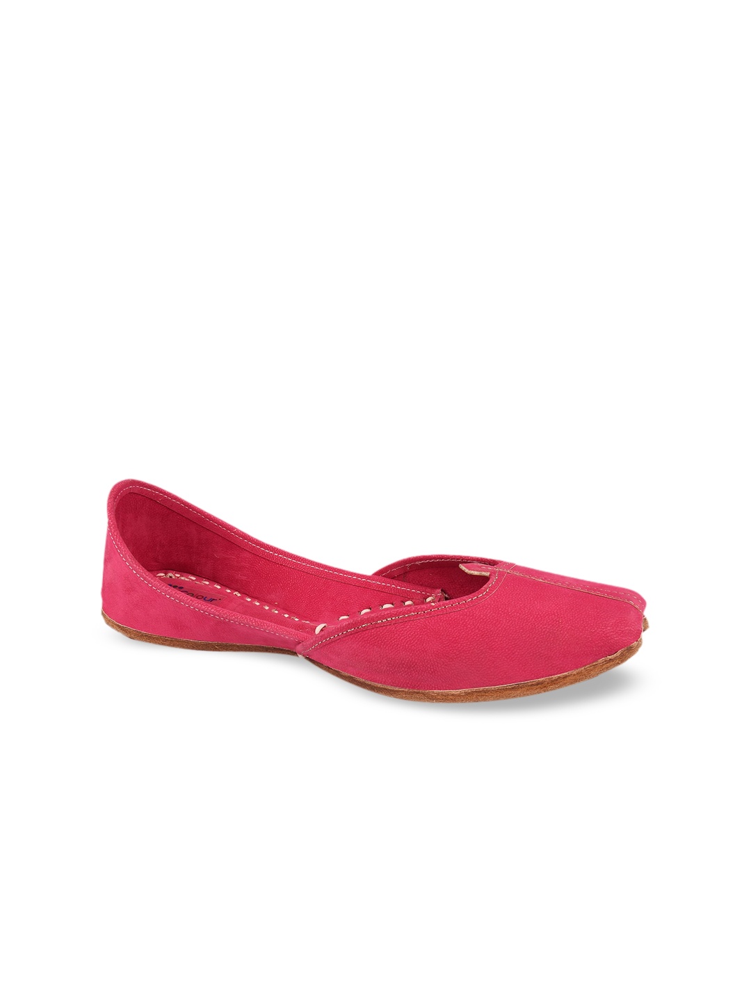 

DESI COLOUR Women Pink Solid Fabric Mojaris