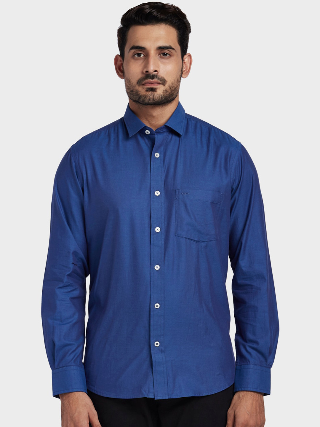 

ColorPlus Men Navy Blue Tailored Fit Solid Casual Shirt