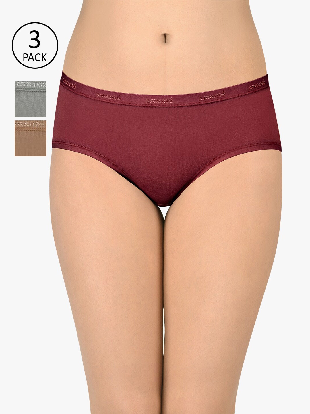 

Amante Women Pack of 3 Assorted Hipster Briefs