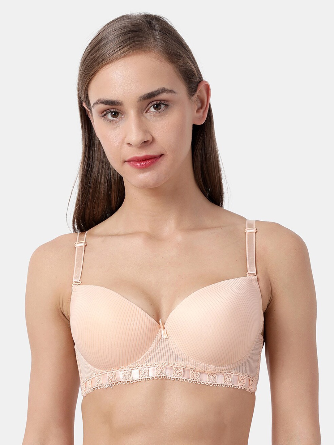 

Susie Peach-Coloured Solid Underwired Heavily Padded Balconette Bra S28027