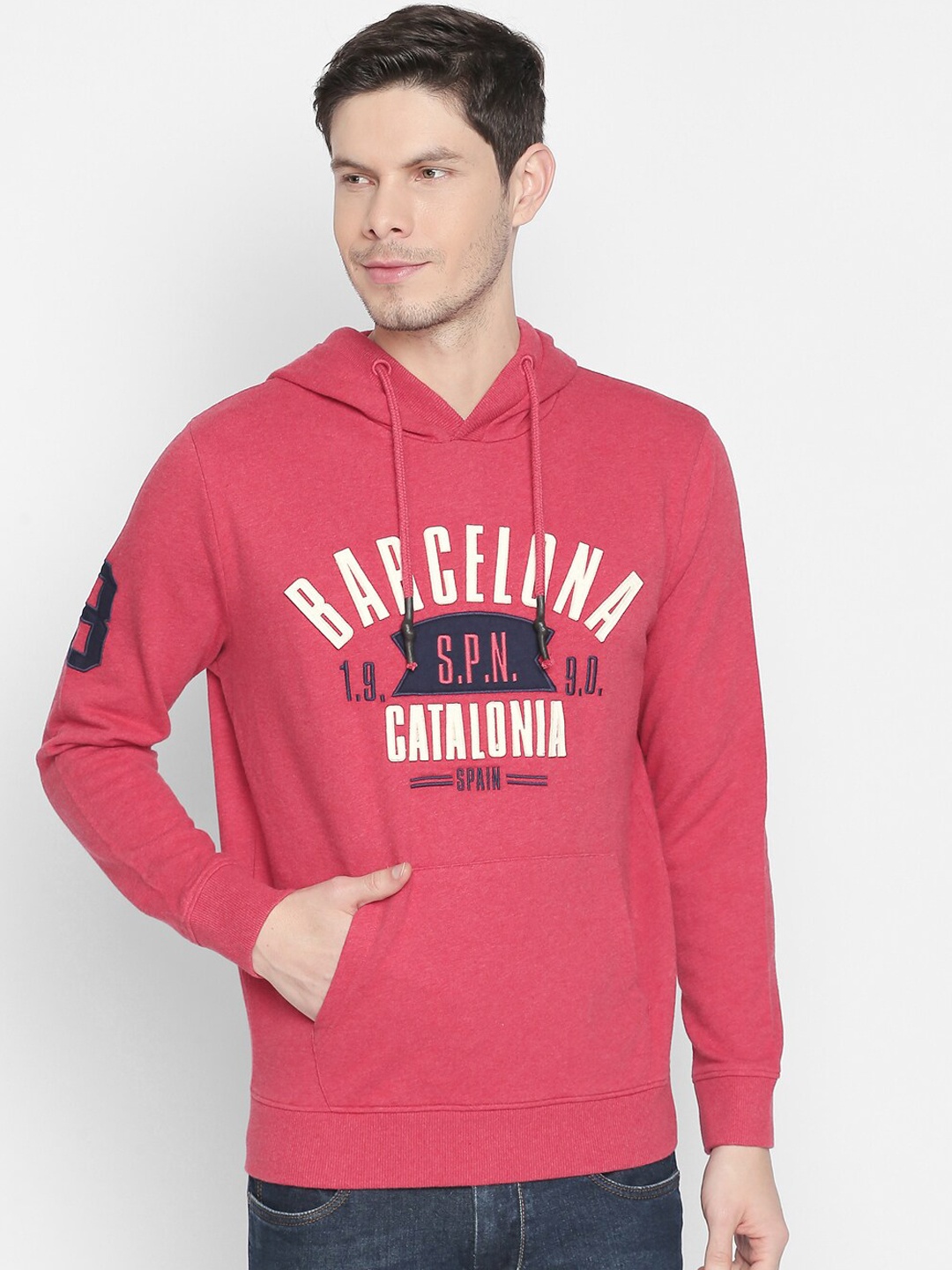 

Basics Men Red Printed Lightweight Sporty Jacket