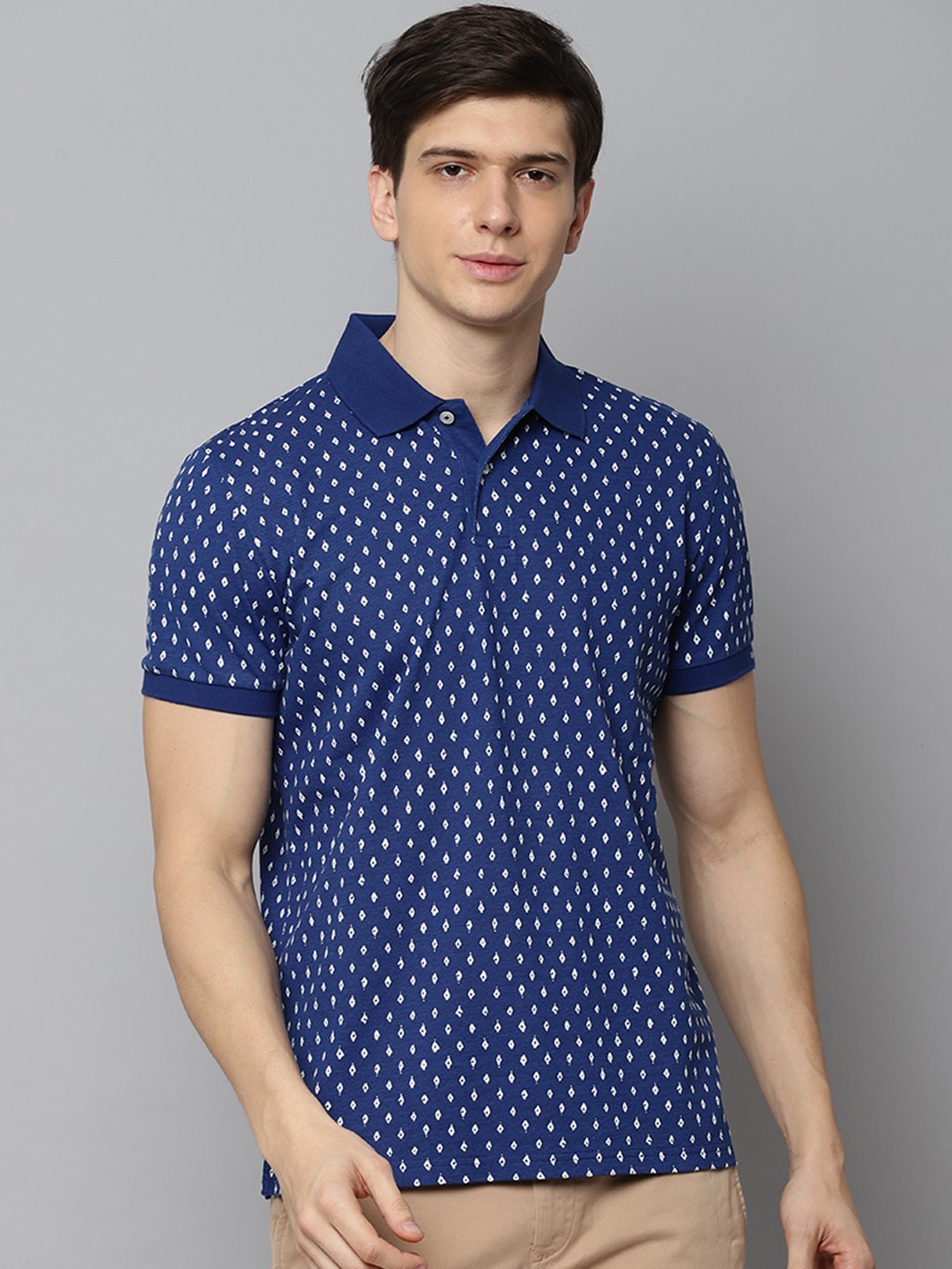 

GANT Men Blue Printed Polo Collar T-shirt