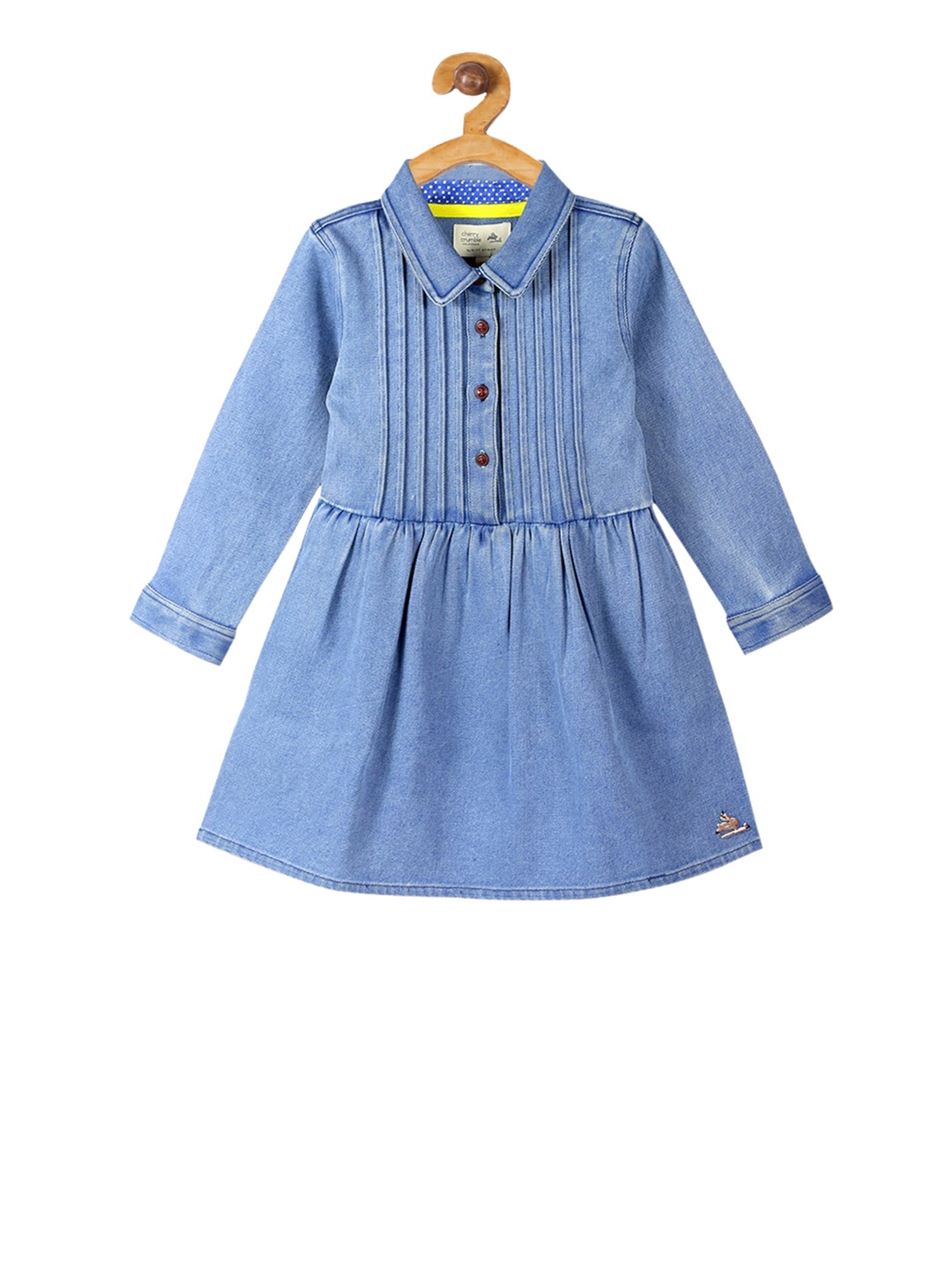 

Cherry Crumble Girls Blue Solid Fit and Flare Dress
